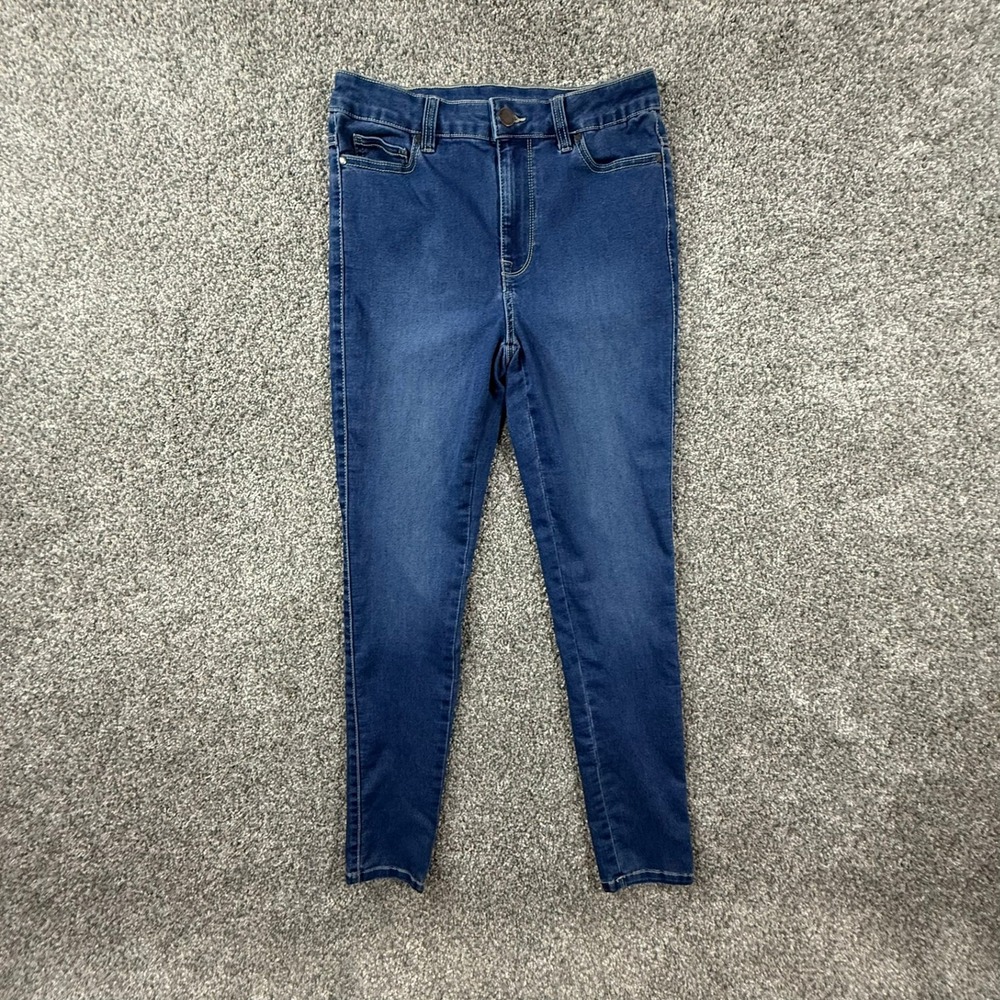 Avenue Denim Skinny Jeans Womens 14TL Dark Wash Blue High Rise Stretch Slim Fit